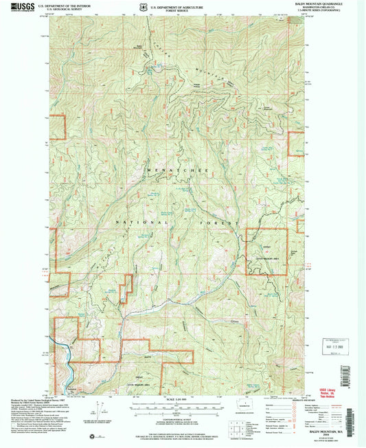 Classic USGS Baldy Mountain Washington 7.5'x7.5' Topo Map Image