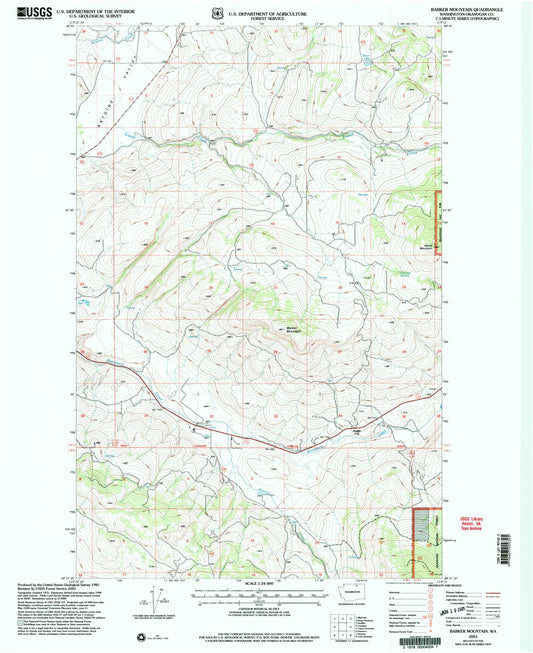 Classic USGS Barker Mountain Washington 7.5'x7.5' Topo Map Image