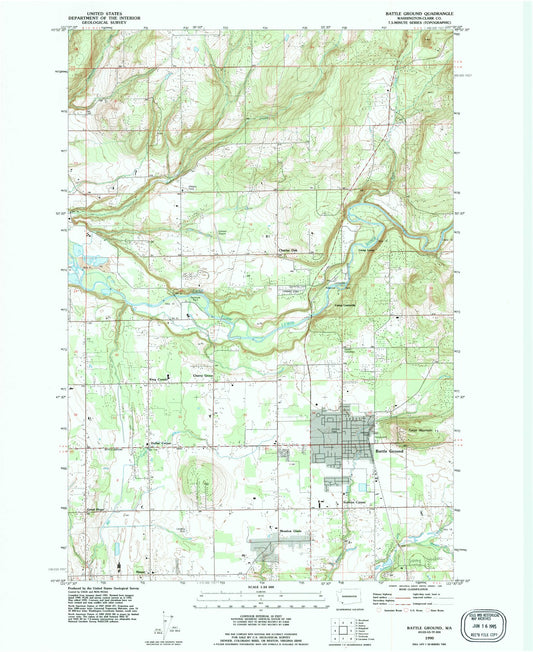 Classic USGS Battle Ground Washington 7.5'x7.5' Topo Map Image