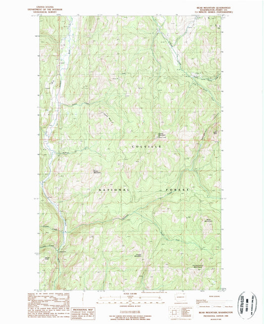 Classic USGS Bear Mountain Washington 7.5'x7.5' Topo Map Image