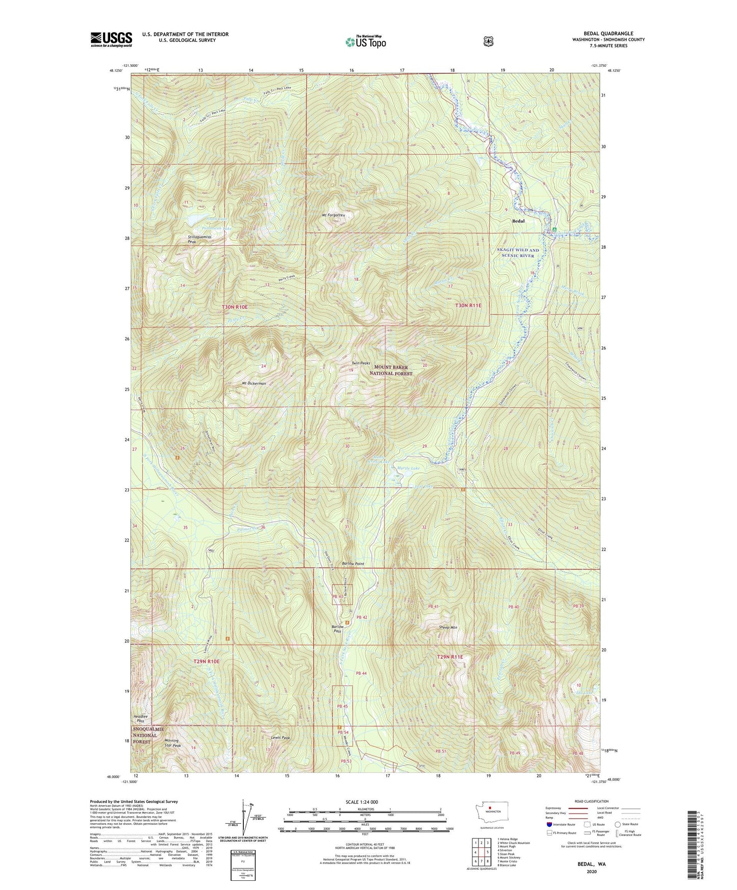 Bedal Washington US Topo Map Image