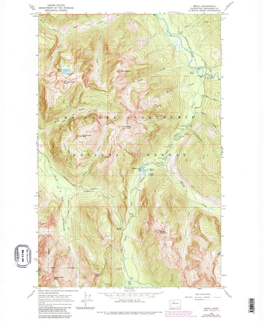 Classic USGS Bedal Washington 7.5'x7.5' Topo Map Image