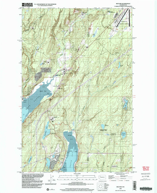 Classic USGS Belfair Washington 7.5'x7.5' Topo Map Image