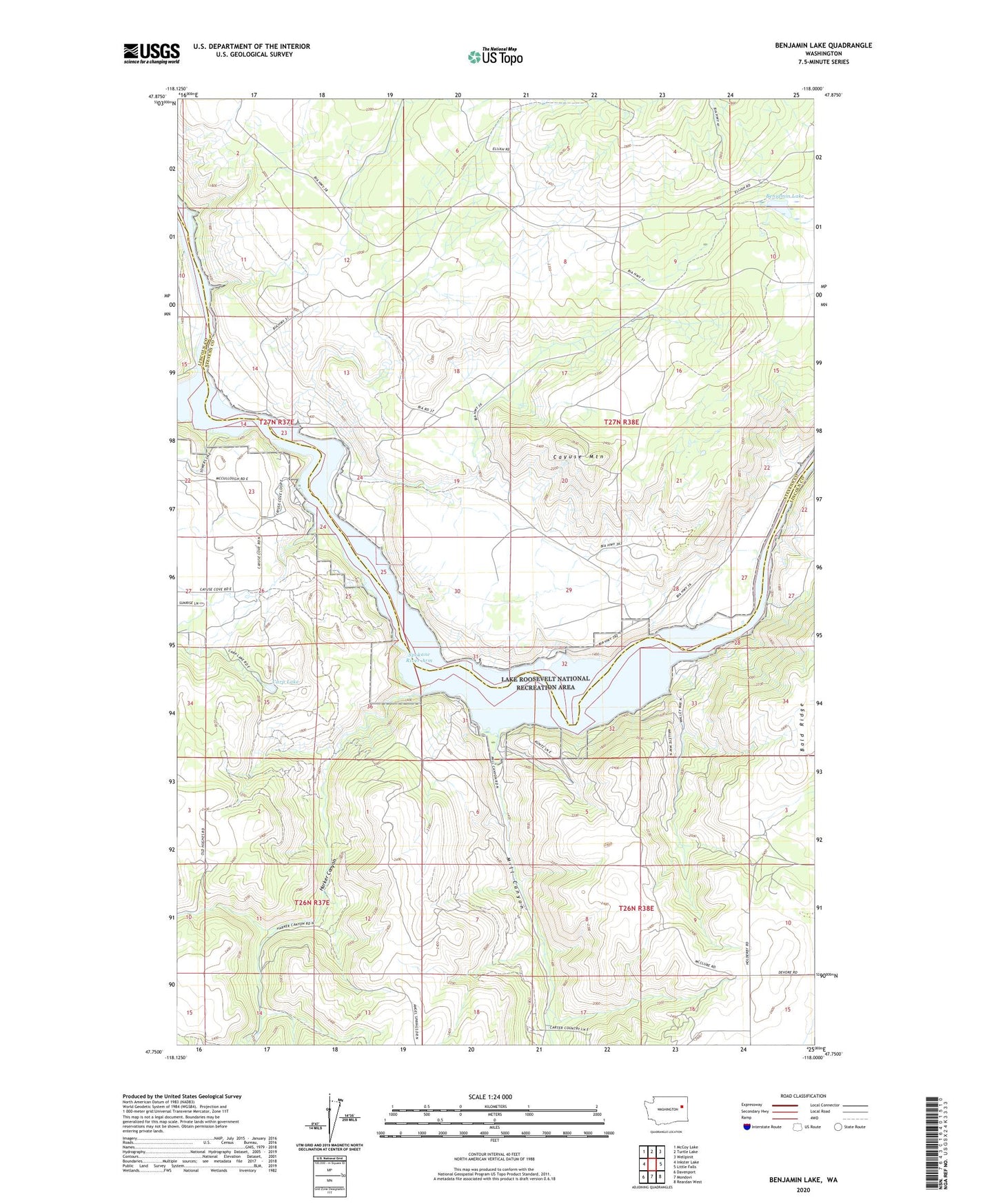 Benjamin Lake Washington US Topo Map Image