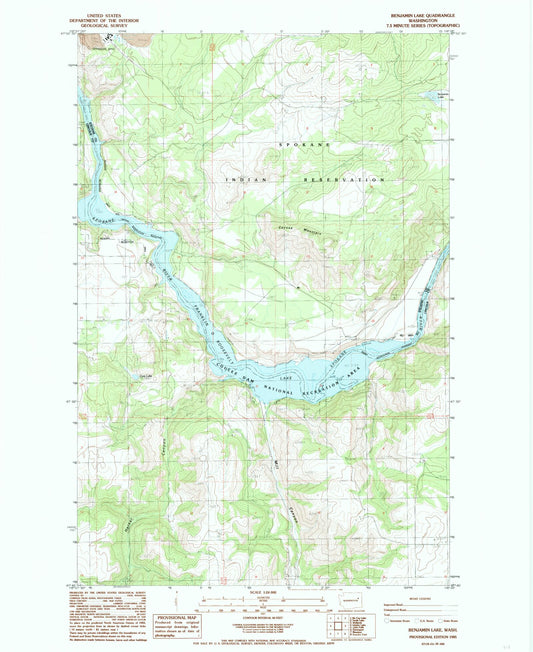 Classic USGS Benjamin Lake Washington 7.5'x7.5' Topo Map Image