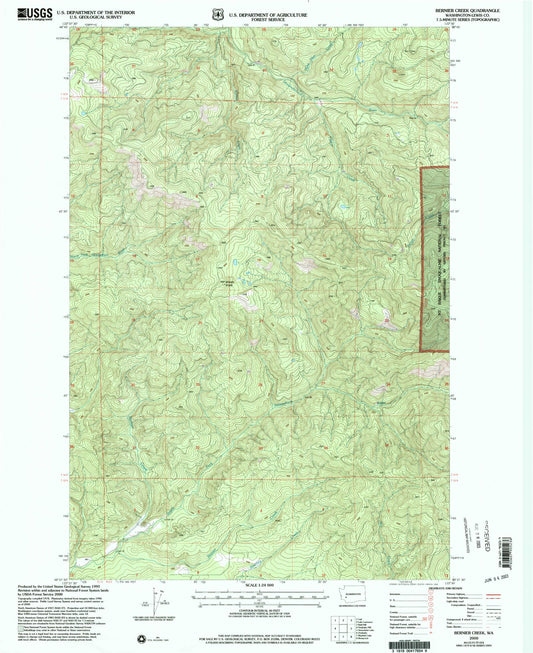 Classic USGS Bernier Creek Washington 7.5'x7.5' Topo Map Image