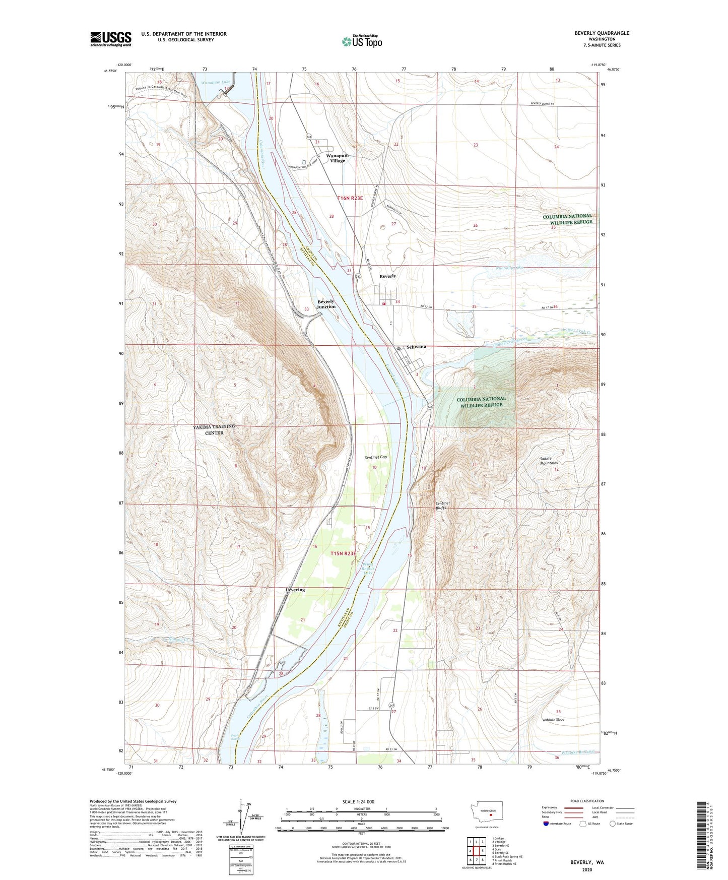 Beverly Washington US Topo Map Image