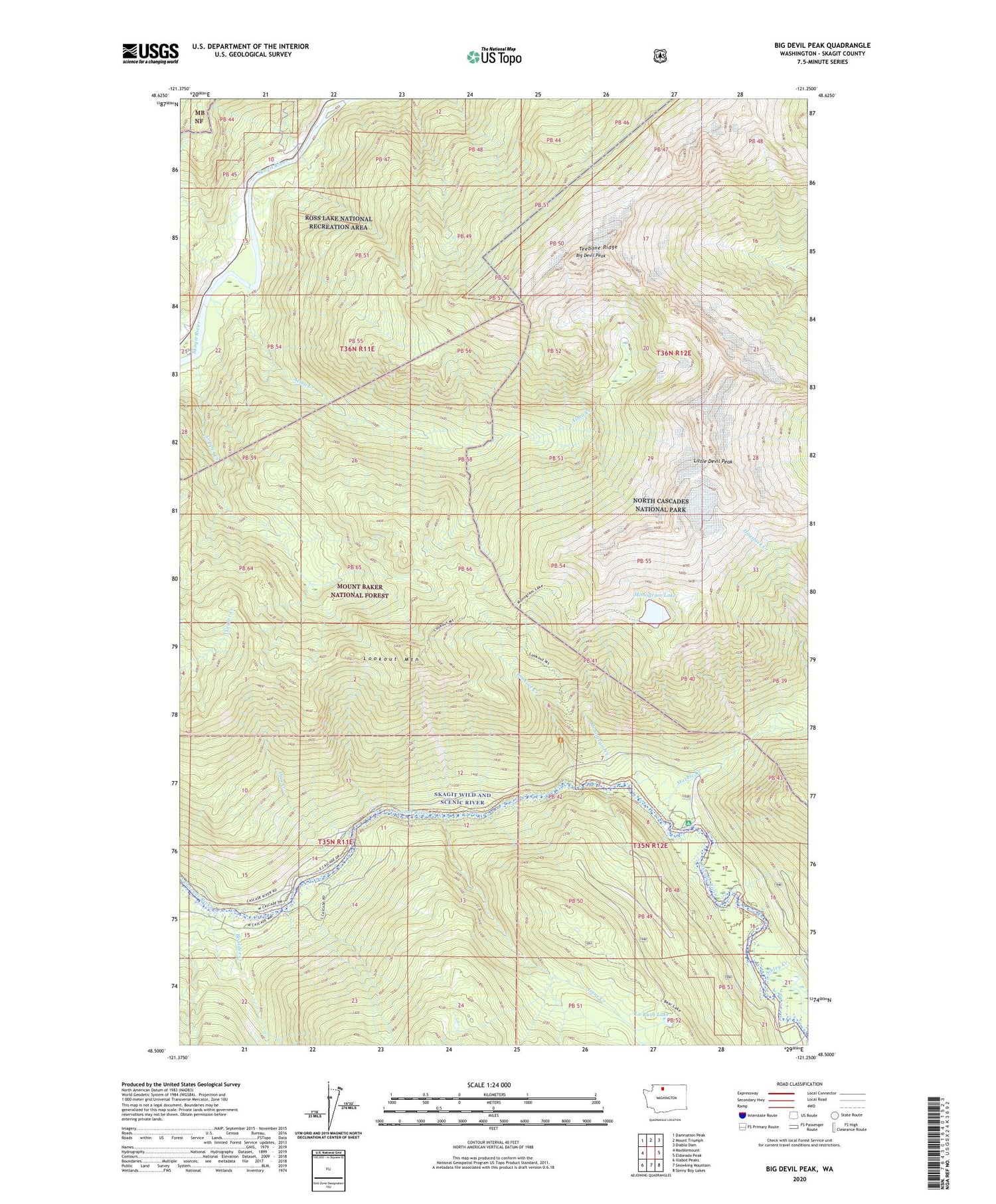 Big Devil Peak Washington US Topo Map Image