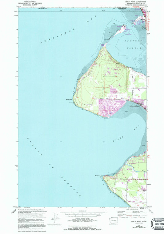 Classic USGS Birch Point Washington 7.5'x7.5' Topo Map Image