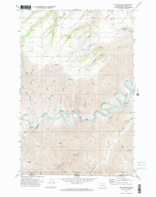 Classic USGS Black Butte Washington 7.5'x7.5' Topo Map Image