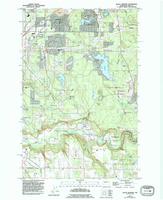 Classic USGS Black Diamond Washington 7.5'x7.5' Topo Map Image