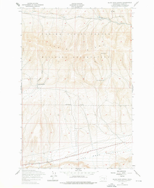 Classic USGS Black Rock Spring Washington 7.5'x7.5' Topo Map Image