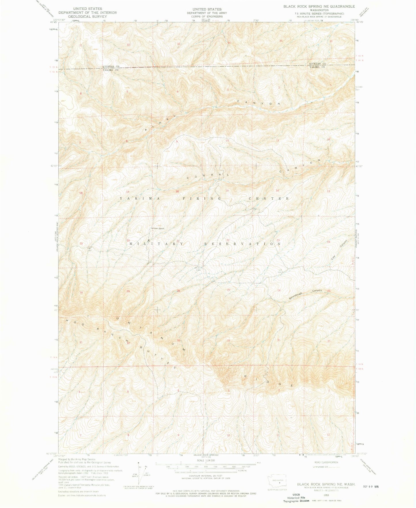 Classic USGS Black Rock Spring NE Washington 7.5'x7.5' Topo Map Image