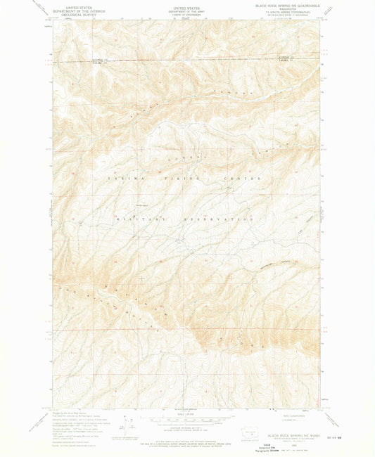 Classic USGS Black Rock Spring NE Washington 7.5'x7.5' Topo Map Image