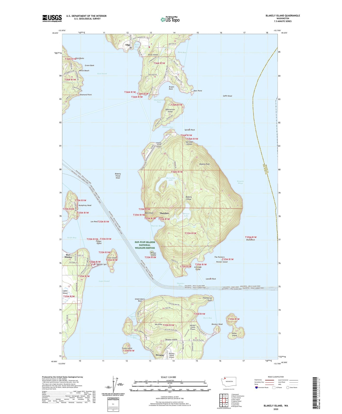 Blakely Island Washington US Topo Map Image