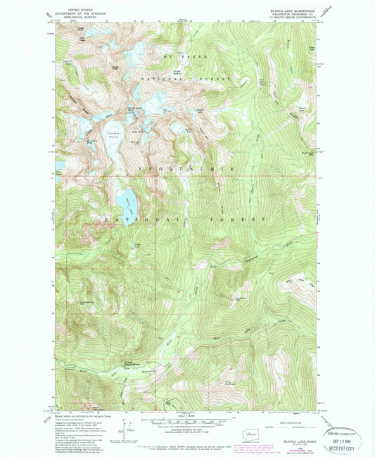 Classic USGS Blanca Lake Washington 7.5'x7.5' Topo Map Image