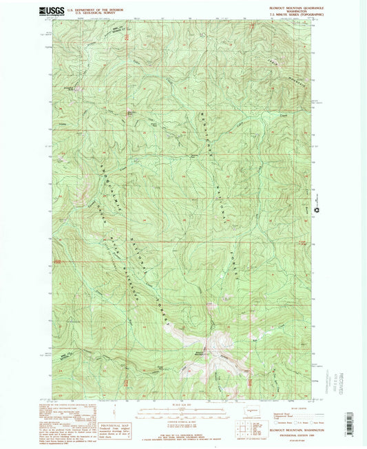 Classic USGS Blowout Mountain Washington 7.5'x7.5' Topo Map Image