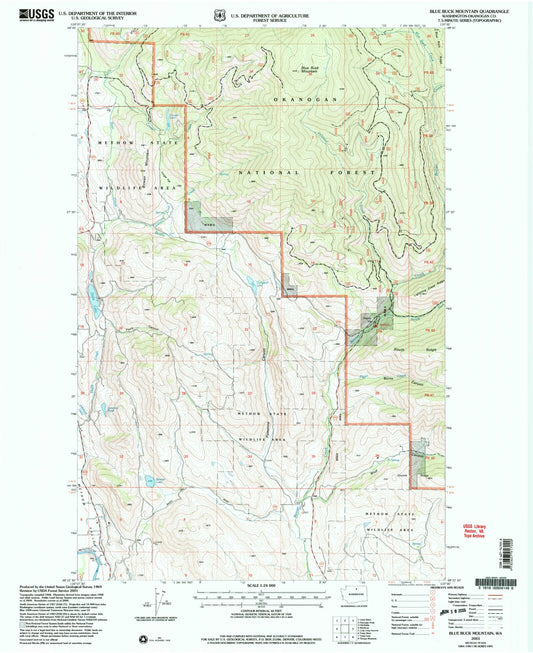 Classic USGS Blue Buck Mountain Washington 7.5'x7.5' Topo Map Image