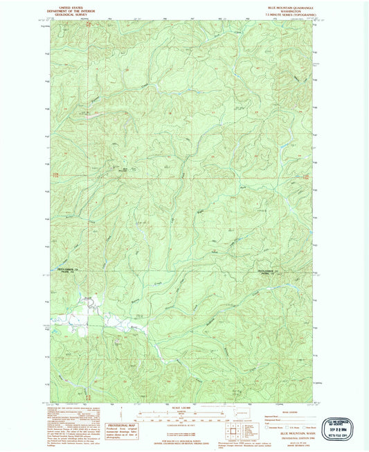 Classic USGS Blue Mountain Washington 7.5'x7.5' Topo Map Image