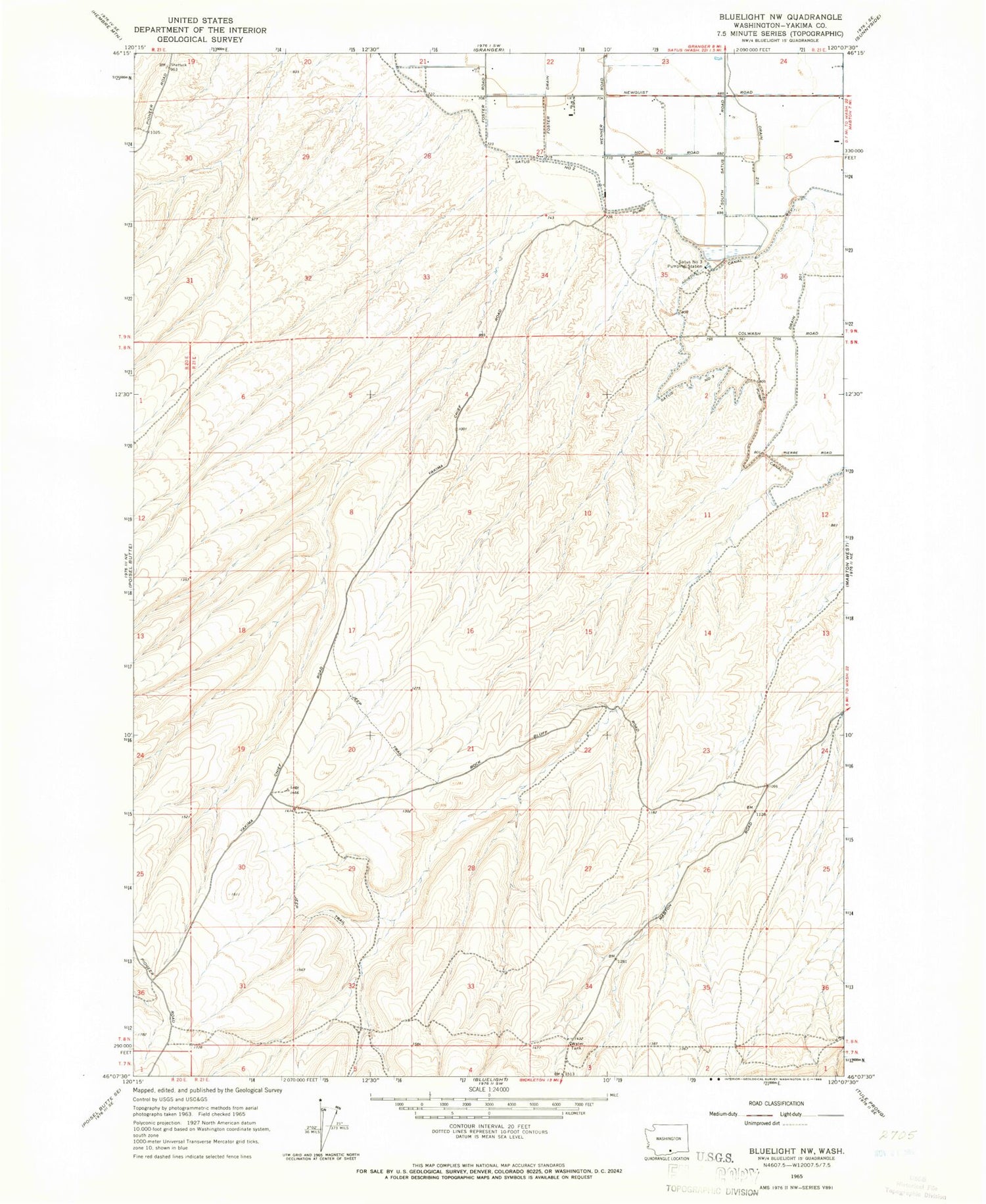 Classic USGS Bluelight NW Washington 7.5'x7.5' Topo Map Image