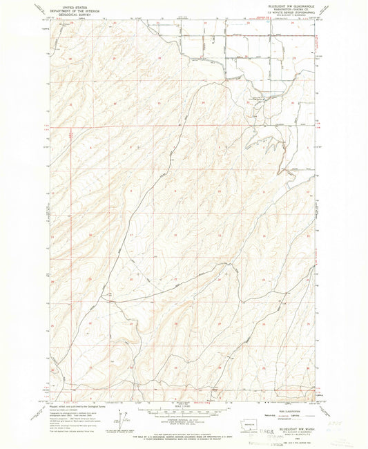 Classic USGS Bluelight NW Washington 7.5'x7.5' Topo Map Image