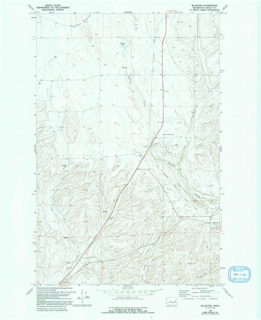 Classic USGS Bluestem Washington 7.5'x7.5' Topo Map Image