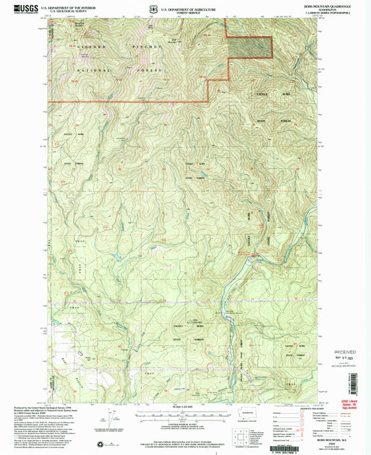 Classic USGS Bobs Mountain Washington 7.5'x7.5' Topo Map Image