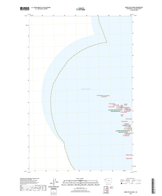 Bodelteh Islands Washington US Topo Map Image