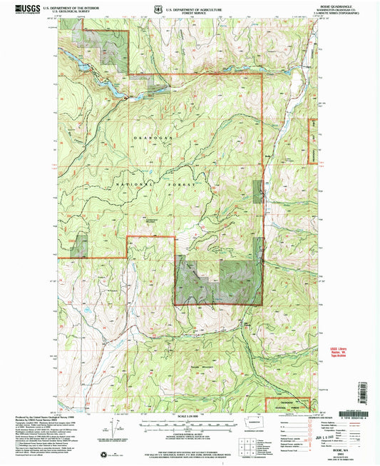 Classic USGS Bodie Washington 7.5'x7.5' Topo Map Image