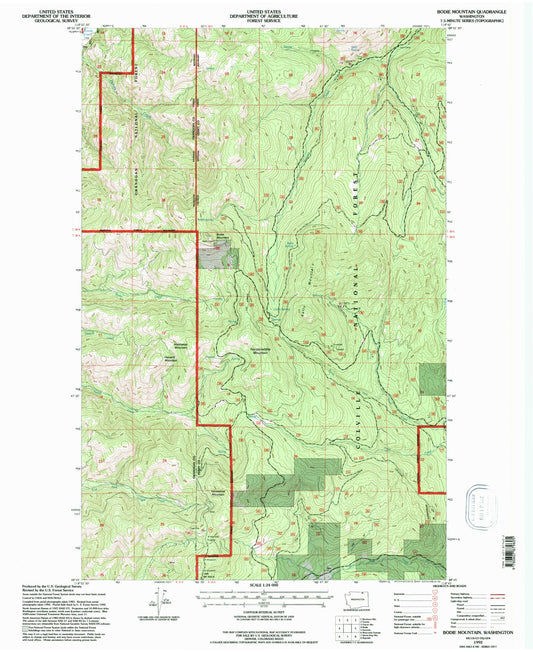 Classic USGS Bodie Mountain Washington 7.5'x7.5' Topo Map Image