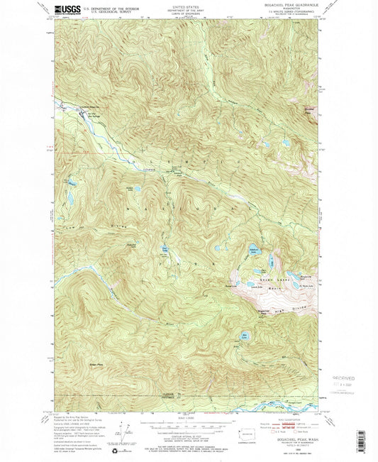 USGS Classic Bogachiel Peak Washington 7.5'x7.5' Topo Map Image