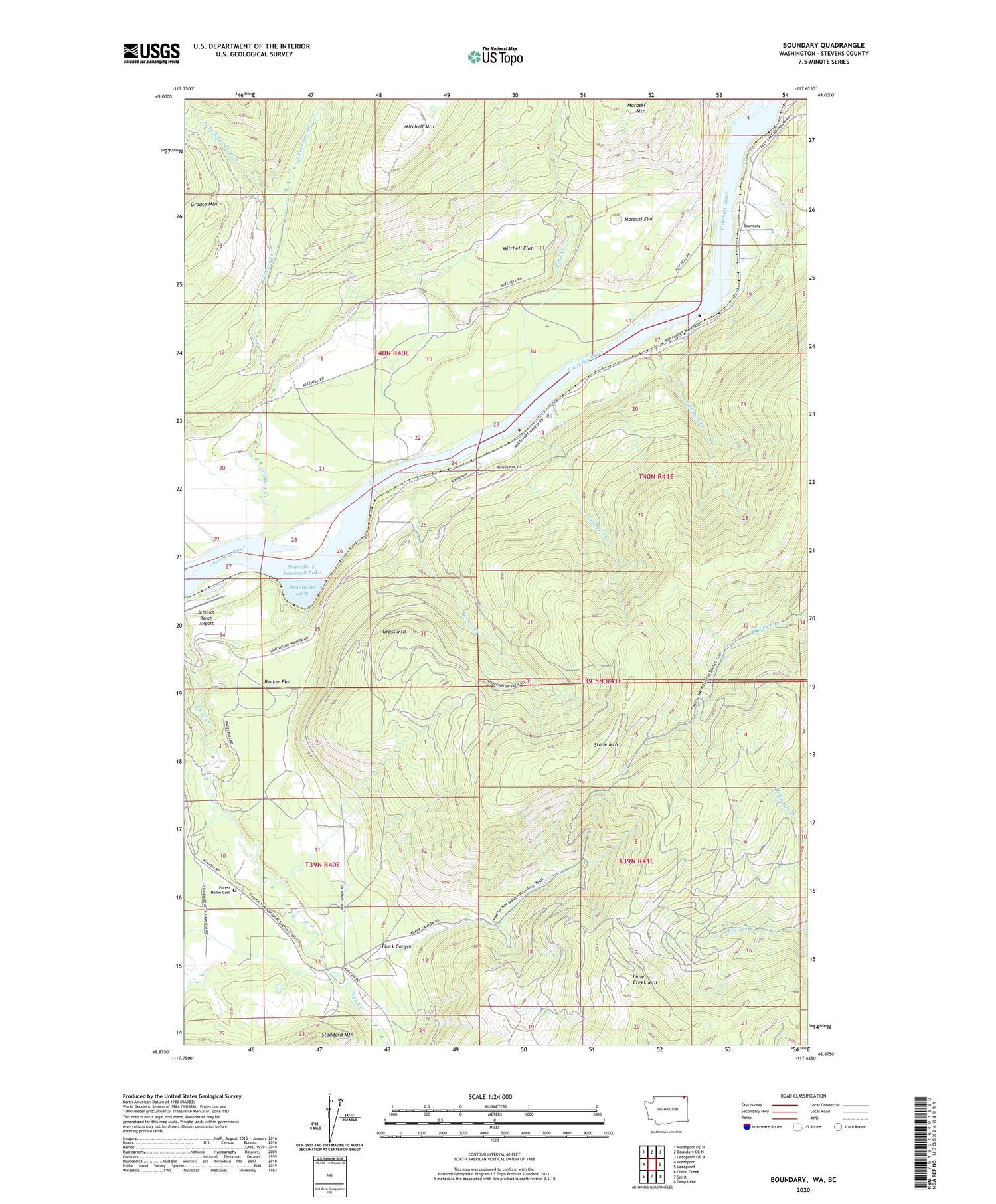 Boundary Washington US Topo Map Image