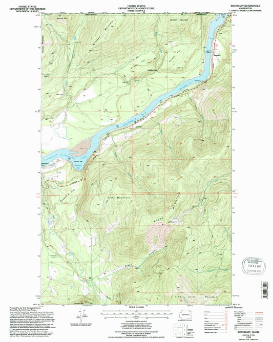 Classic USGS Boundary Washington 7.5'x7.5' Topo Map Image