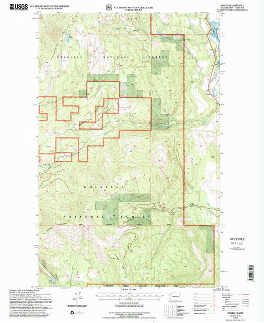 Classic USGS Boyds Washington 7.5'x7.5' Topo Map Image