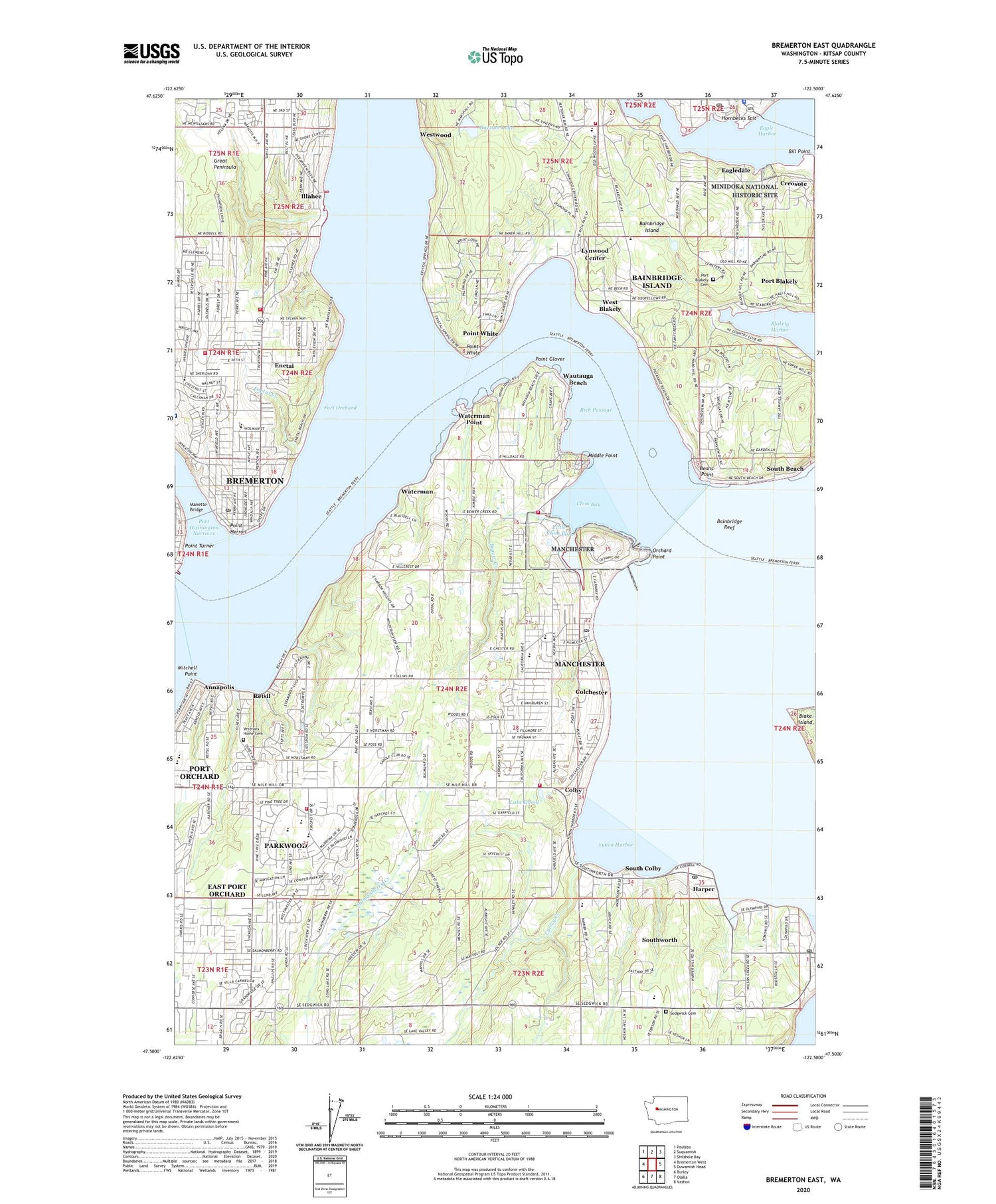 Bremerton East Washington US Topo Map Image