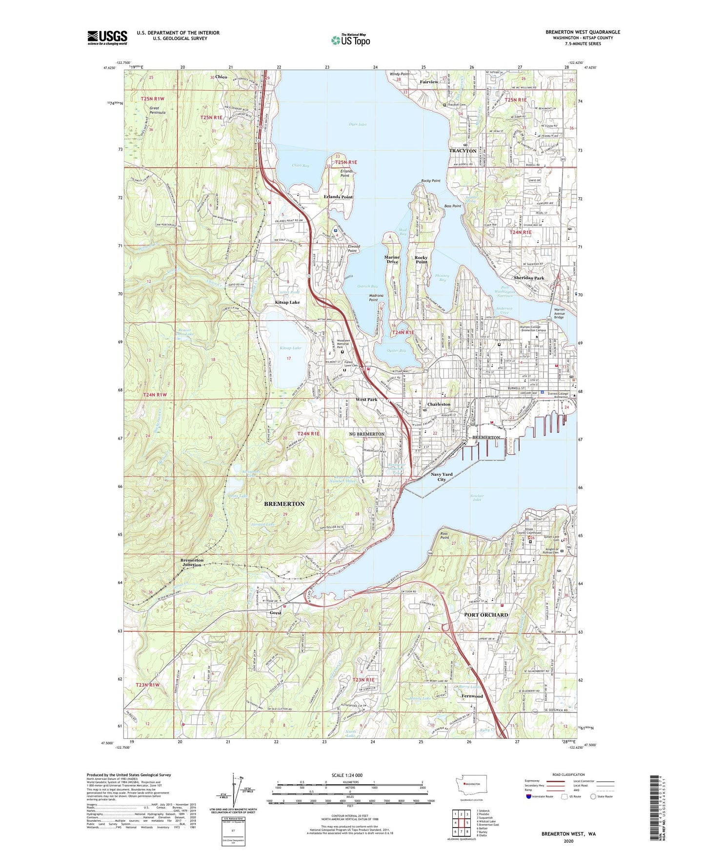Bremerton West Washington US Topo Map Image