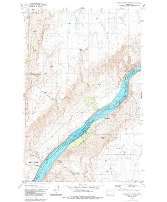 Classic USGS Bridgeport Point Washington 7.5'x7.5' Topo Map Image