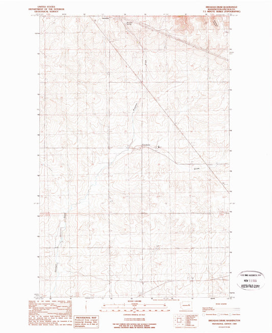 Classic USGS Broadax Draw Washington 7.5'x7.5' Topo Map Image