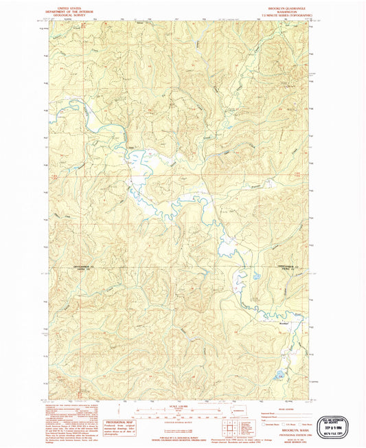 Classic USGS Brooklyn Washington 7.5'x7.5' Topo Map Image