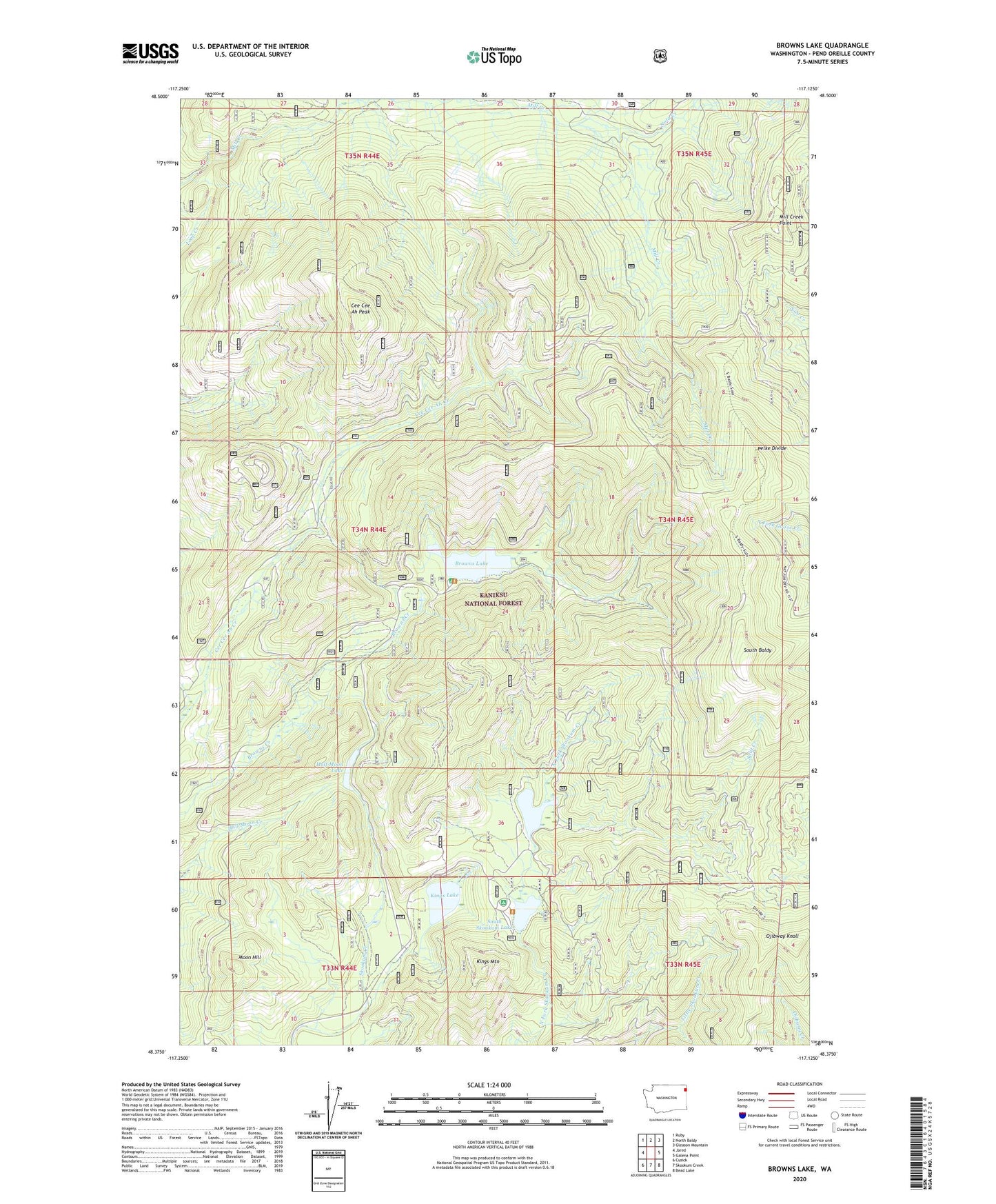 Browns Lake Washington US Topo Map Image