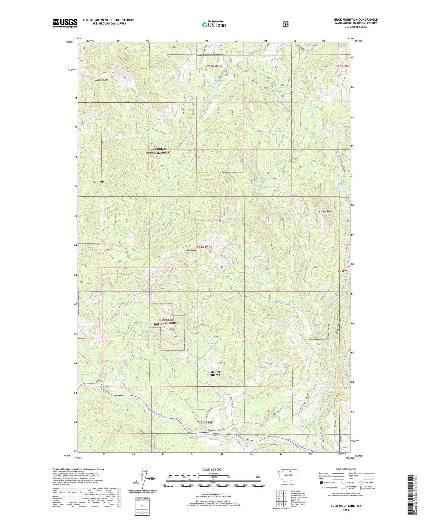 Buck Mountain Washington US Topo Map Image
