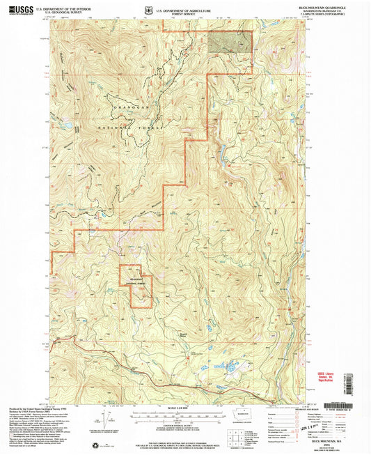 Classic USGS Buck Mountain Washington 7.5'x7.5' Topo Map Image