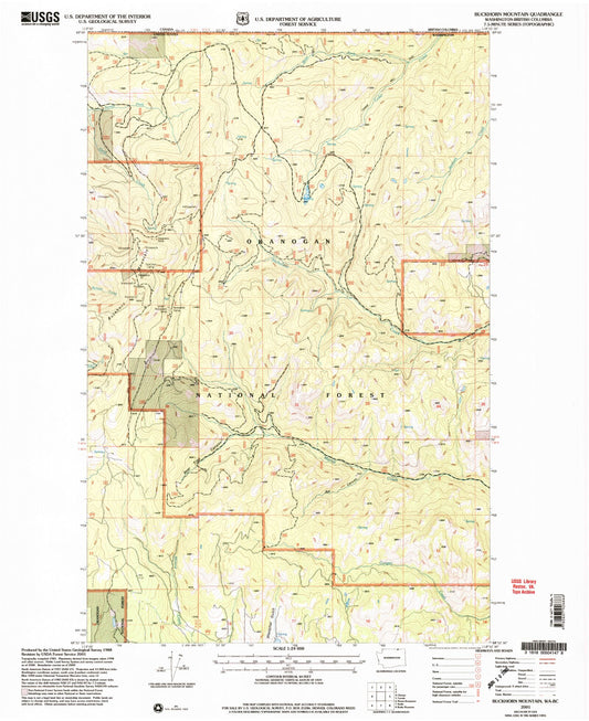 Classic USGS Buckhorn Mountain Washington 7.5'x7.5' Topo Map Image