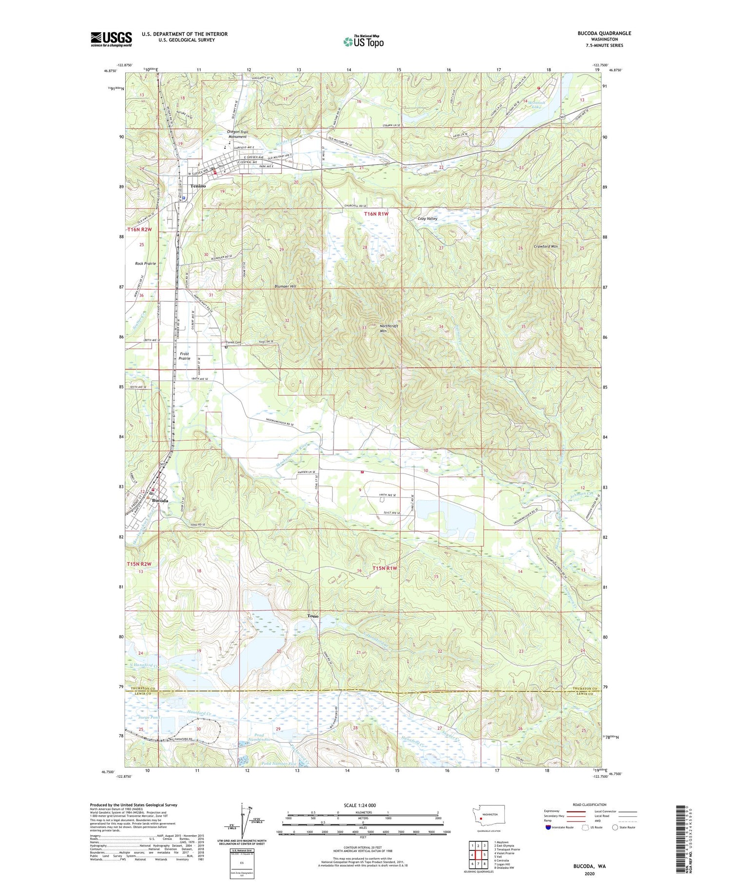 Bucoda Washington US Topo Map Image