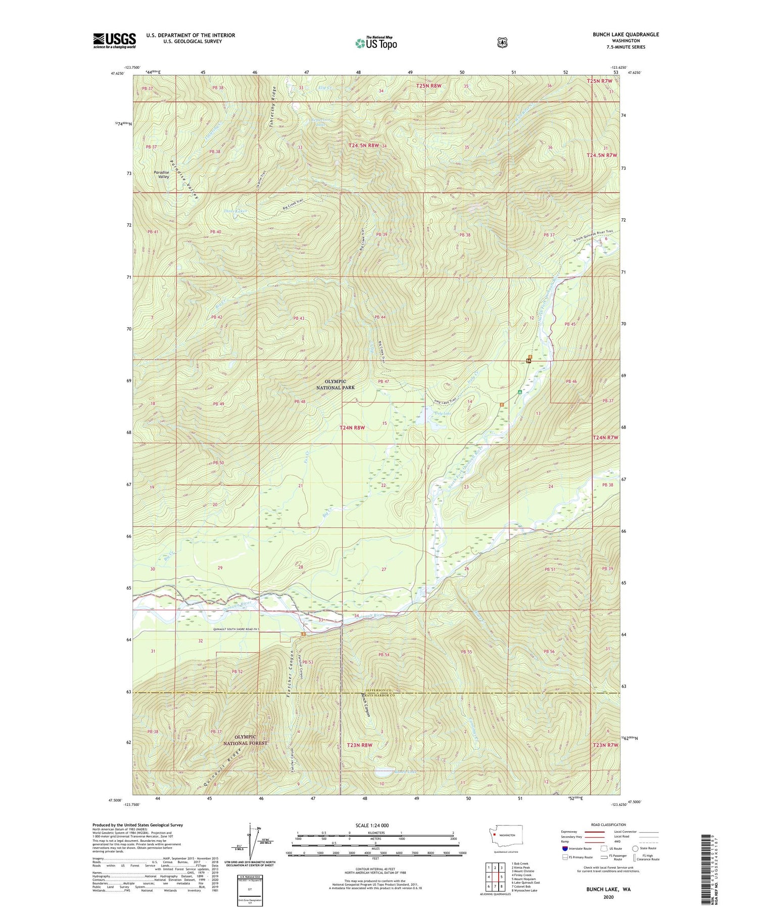 Bunch Lake Washington US Topo Map Image
