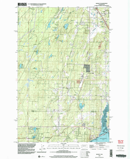 Classic USGS Burley Washington 7.5'x7.5' Topo Map Image