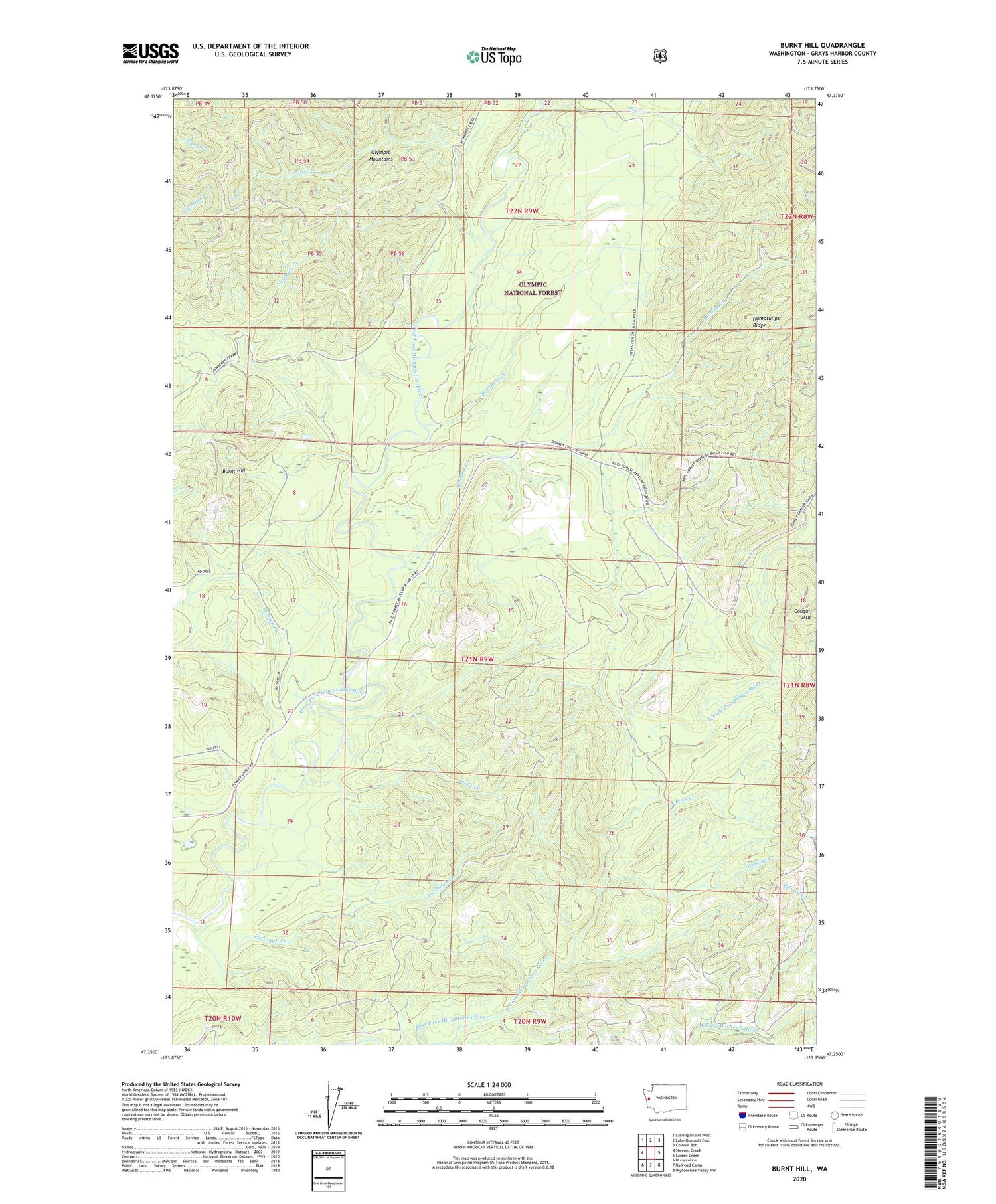 Burnt Hill Washington US Topo Map Image