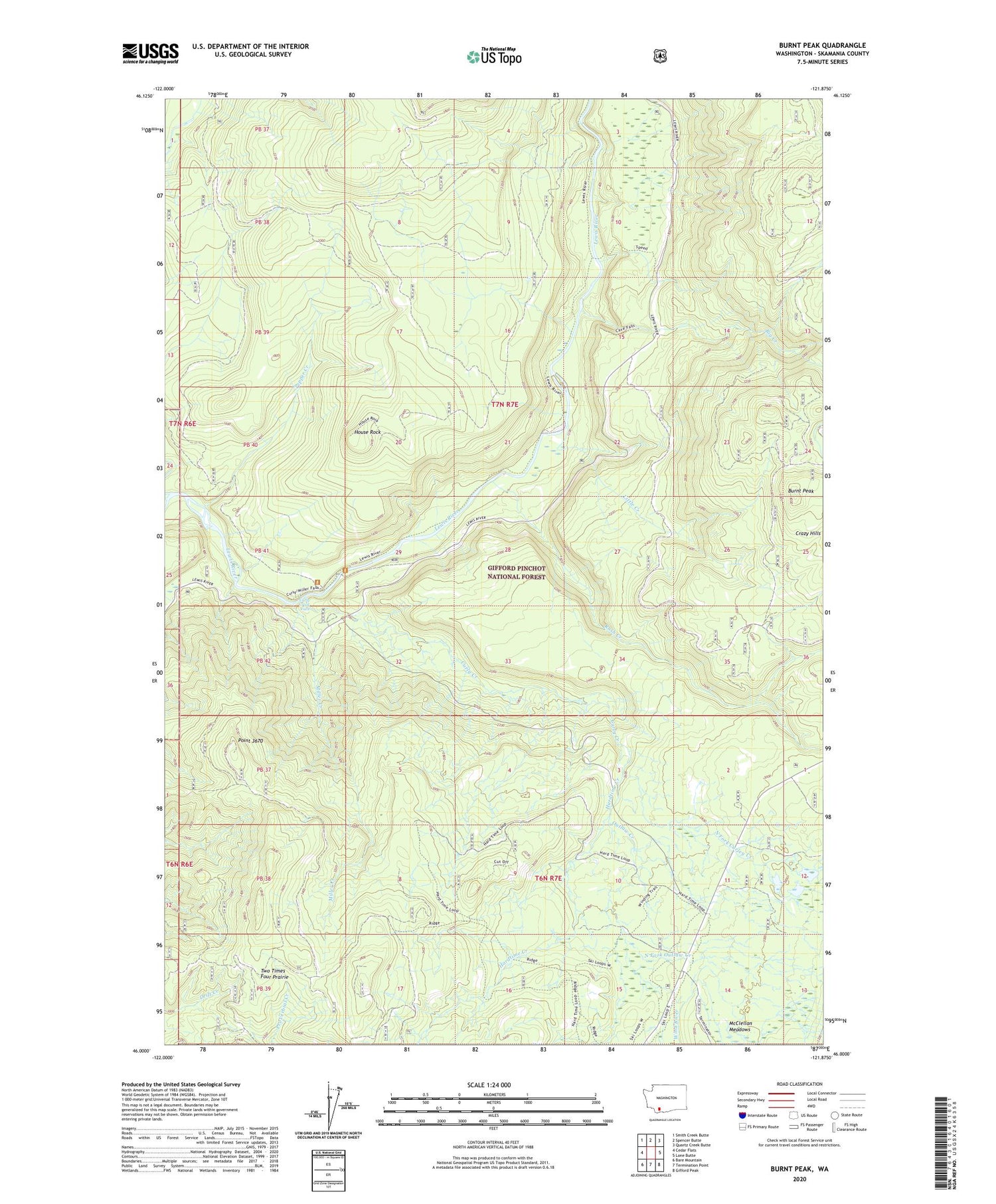 Burnt Peak Washington US Topo Map Image