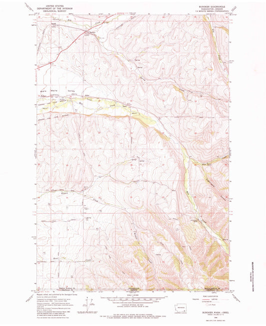 Classic USGS Buroker Washington 7.5'x7.5' Topo Map Image