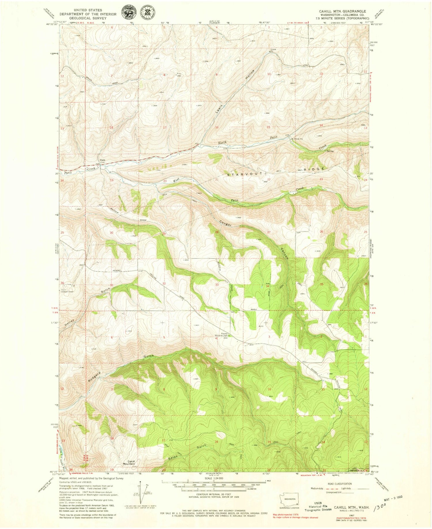 Classic USGS Cahill Mountain Washington 7.5'x7.5' Topo Map Image